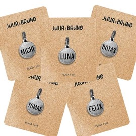 JULIA AND BRUNO Placa de Identificación para Gato con Personalización de Nombre y Teléfono
