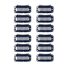 HIYE 12 Pieces Wig Pin Wigs Wig Wigs Pins Fashion Top Piece Fastening Pins for Hair Extensions Hook Type Clip Stopper Hardware Black Clip One Touch Fastening