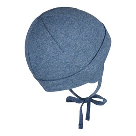 Sterntaler OCS Beanie Melange - Soft Beanie Hat Made of Melange Single Jersey (Organic) - Unisex Headpiece with Ear Flaps - Baby and Children Transition Hat for Tying - from Birth, Ink bl. Melange