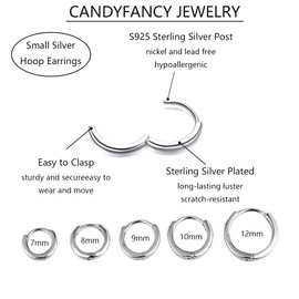 925 silver hoop earrings 8mm Sterling Silver Cartilage Tragus Helix Conch Cartalidge Huggie Hoops Earrings Piercings