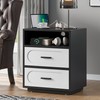 Harpaq 26" Tall Modern Nightstand with Charging Station, White End
