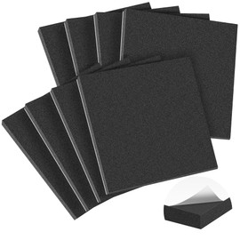 MYFAMIREA 8 PCS Adhesive Foam Padding Sheets Closed Cell Self Adhesive Sticky Foam Pads, 1/4" Thick 6'' x 6'' Neoprene Rubber Sheets Non-Slip Insulation Pads Vibration for Furniture Crafts Cars, Black