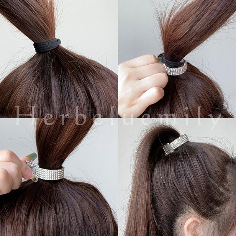 Herbeluemily Hair Claw Clip, Rhinestone Bijou Pony Holder, Hair Clip,