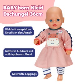 BABY born Jungle Print Dress Long Sleeves & Striped Leggings - High Quality Doll Accessories - Clothes Suitable for Dolls Size 36 cm