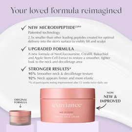 EXUVIANCE AGE REVERSE+ Toning and Firming Neck Cream, Tightens Fine Lines and Wrinkles, Evens Tone, Anti-Aging Décolletage Moisturizer with Advanced Peptide Formula, Bakuchiol, Vitamin E, 4.4 oz