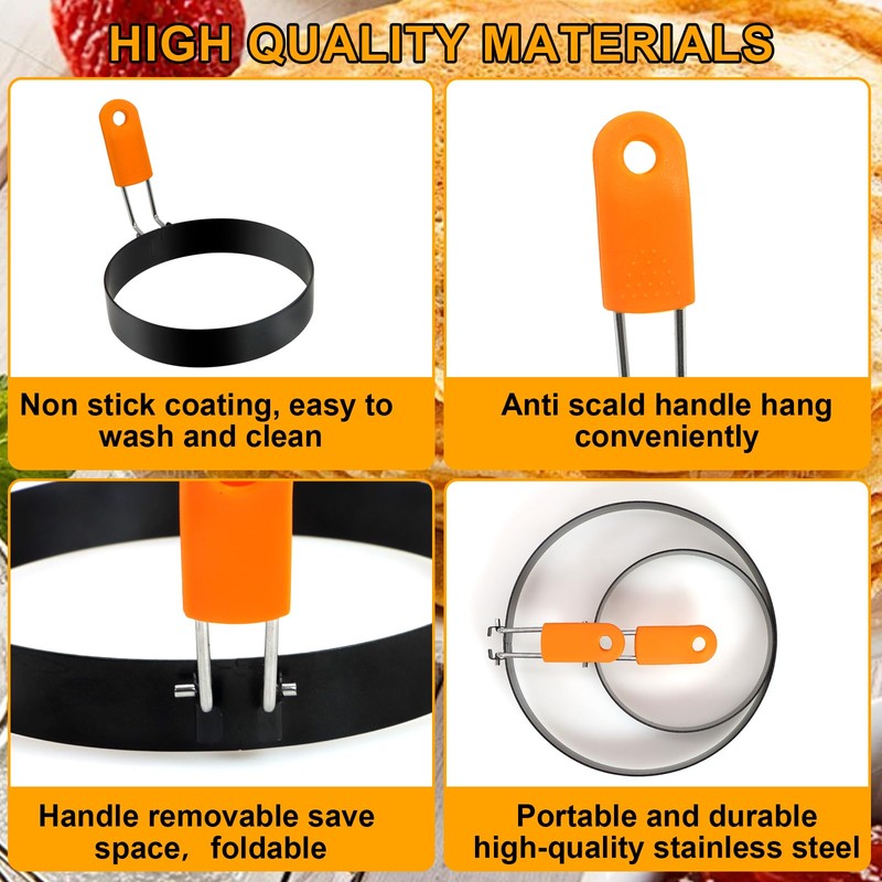 Egg Ring Pancake Ring Set 6 Pcs Stainless Steel Fried
