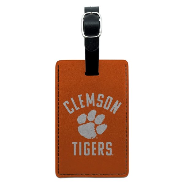 Clemson University Tigers Logo Rectangle Leather Luggage Card Carry-On ID