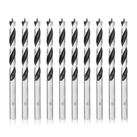 Meccion Wood Drill Bits 6mm 10Pcs Brad Point Auger Drill Bit Professional Woodworking Lip and Spur Drill Bit for Wood