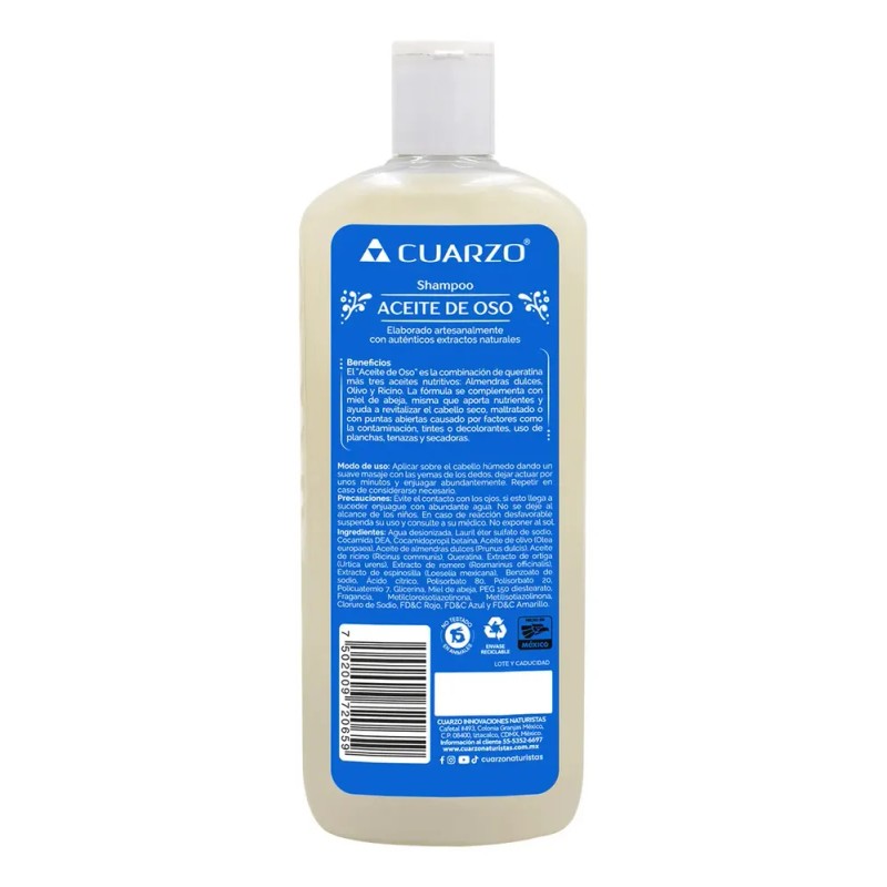 Shampoo Aceite De Oso Cuarzo 550 Ml