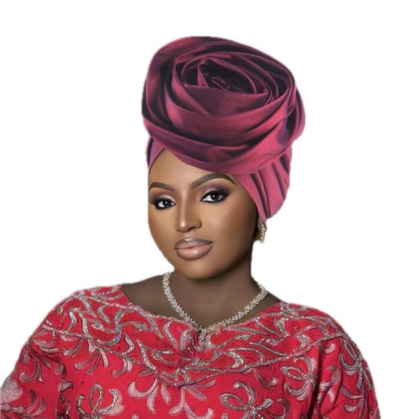 Elegant Rose Design Head Wrap Turbans African Style Turban Cap