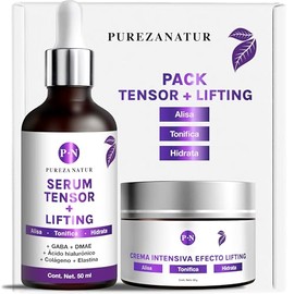 PUREZA NATUR Pack Tensor + Lifting serum tensor y crema lifting intensiva | Paquete completo de suero 50ml + crema 50g para el cuidado de la piel, hid