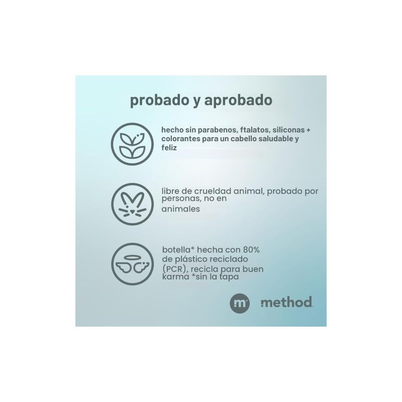 Method- Contiene (3) botellas de 14 onzas de champú acondicionador