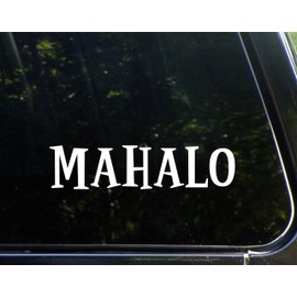 Mahalo- 8-3/4"x 2" - Vinyl Die Cut Decal/Bumper Sticker for Windows, Cars, Trucks, Laptops, Etc.