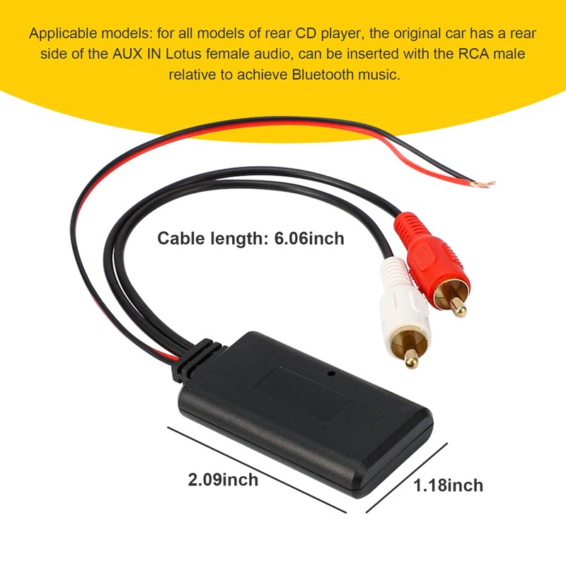 Dickno Car Wireless Bluetooth Cable Adapter, Universal Automotive Wireless Radio