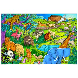 Noah's Ark and Celebration - Giant Line Art Coloring Poster for All Ages - Super Detailed Arts and Crafts Activity - Excellent Group or Family Project (22 x 32.5 inches)