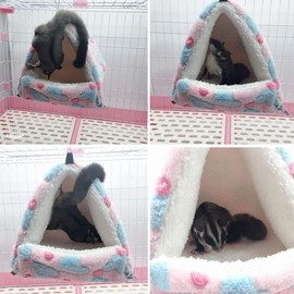 LeerKing Small Animals Cuddly Cave Guinea Pig Cuddly Bed Nest Plush House Hammock for Rat Hamster Rodent Ferret Bearded Dragon Degu Pink L