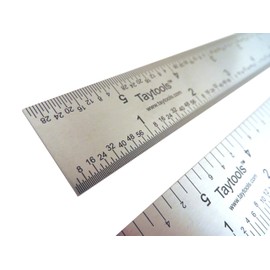 Taytools 6 Inch Rigid Machinist Rule Ruler Hardened Spring Steel 4R Graduations in 1/8, 1/16, 1/32 and 1/64 Inches MRSAE