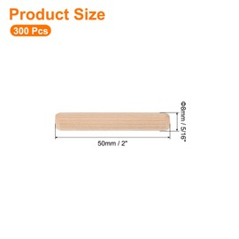 uxcell 300Pcs 5/16" x 2" Wooden Dowel Pins, Wood Dowels Rods, Furniture Woodworking Grooved Fluted Pin, Wooden Dowels Fluted for Craft, DIY Projects