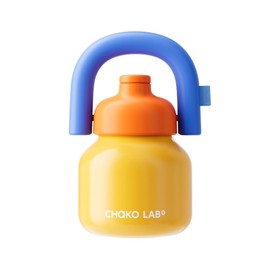 CHAKO LAB Water Bottle with Straw and Carry Handle | Wide Mouth vacuum insulated stainless steel Bottles | Reusable, leak-proof and BPA-free | 33oz(Yellow and blue)