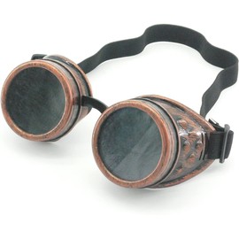 Steampunk Goggles – Retro Futuristic Eyewear for Cosplay, Festivals & Outdoor Events (Red Copper Frame & Black Lenses, Clear Lenses)