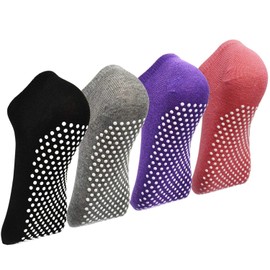 ELUTONG Non Slip Yoga Socks Pilates Socks for Women with Grips 4 Pairs Anti Slip Socks for Barre, Ballet Dance, Fitness,Home Workout UK 10-13
