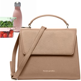 BEAUTYGOODIES Large Tan Beige Adult Women Lunch Bag for Work Insulated, Professional Lunch Box for Women College, Insulated Womens Lunchbox, Cute Lunch Bag for Women, Adult Lunch Boxes for Women