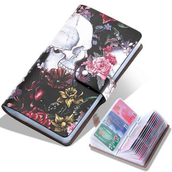 RFID Credit Card Holder, Leather Business Card Organizer with 96