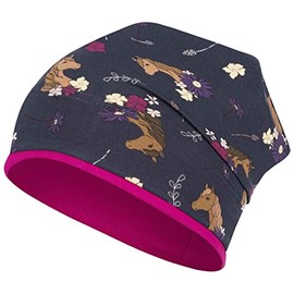 Smarilla Girls' Hat Transition Hat Beanie Horses Cats Dots Spring Autumn, Dark blue-pink