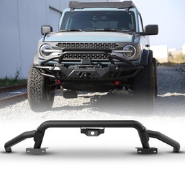 I1MOTOR Front Bumper Set for 2021 2022 2023 Ford Bronco w/Side Wings & Bull Bar & Skid Plate & Sensor Holes & Installable Winch, Heavy Duty Offroad Pickup Truck Accessories (Bull Bar)