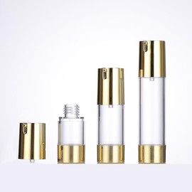ccHuDE 3 Pcs Plastic Empty Airless Pump Bottles Airless Cosmetic Container Portable Refillable Cream Bottle Clear Lotion Vacuum Bottles for Skincare 15ml
