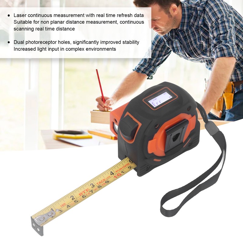 Laser Tape Measure 2 in 1 Digital Measurement Tool Distance