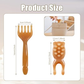 ExcellaElite Head Massage Tools,Five Claw Scalp Massage,Portable Manual Scalp Massager Comb,Easy to Hold and Control Gua Sha Tool with Small Goldfish Nose Lifter for Stress Relief (Amber)