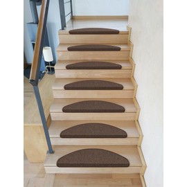 Kettelservice-Metzker Ariston Stair Mats in Special Format 64/20 cm Semicircular Coffee Brown 1 Piece