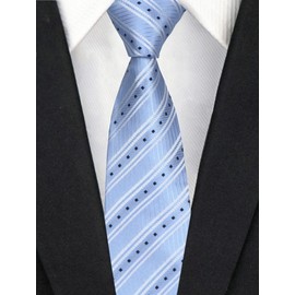 Mens Boys Baby Blue White Silk Ties Repp Striped Office Meeting Vintage Spring Neckties