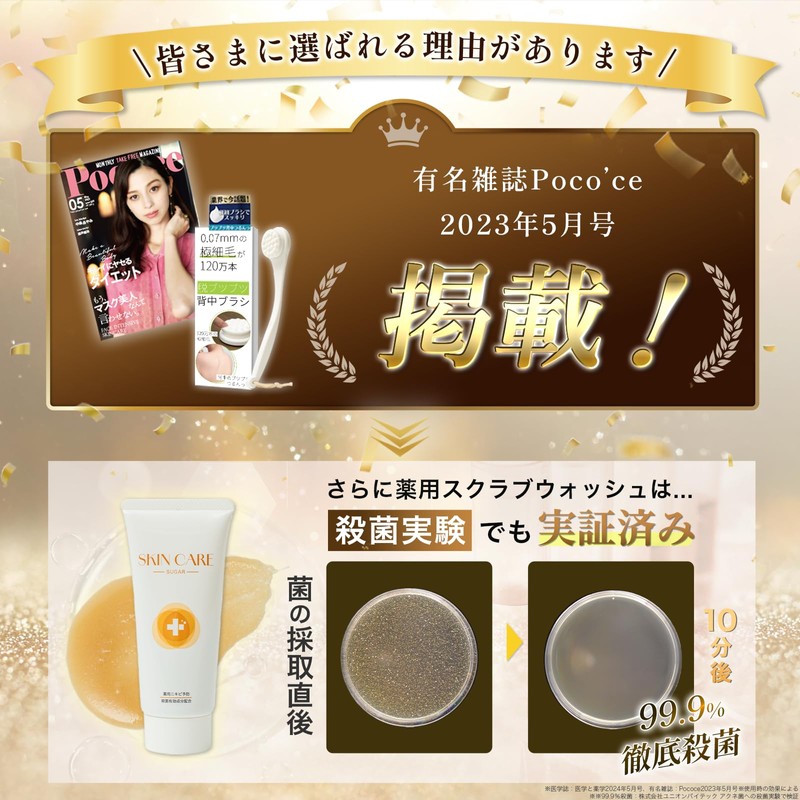 【脱ブツブツシリーズ（セット組）】 背中ニキビ 背中ブラシ ボディブラシ 薬 用ボディスクラブ | Coneflake