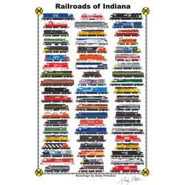 Railroads of Indiana 11"x17" Railroad Poster by Andy Fletcher signed