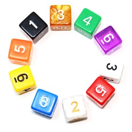SmartDealsPro 10-Pack D4 D6 D8 D10 D12 Multi Colored Polyhedral Dice for for Dungeons and Dragons DND RPG MTG Table Games (Mix Color(Opaque&Pearl&Transparent), D6)