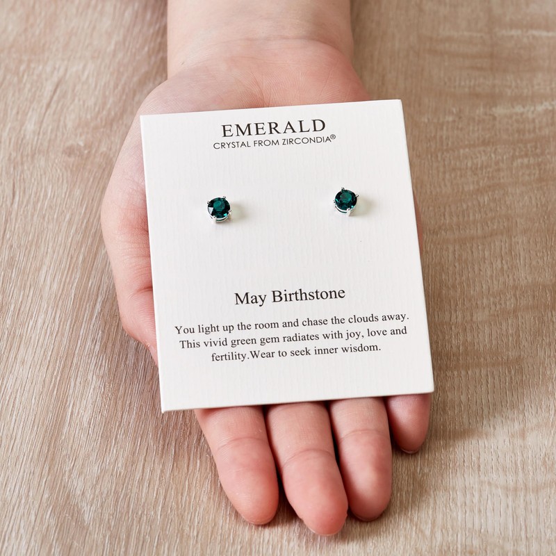 Philip Jones May (Emerald) Birthstone Earrings Created with Zircondia® Crystals