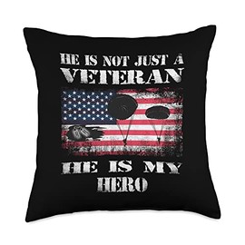 US Veterans Day Airborne Division Airborne Infantry Paratrooper American Flag He is My Hero Throw Pillow, 18x18, Multicolor