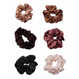 Ruwado 6 Pcs Hair Scrunchies Vintage Elegant Elastic Large Soft Satin Ponytail Hair Ties Accessories Ponytail Holder for Women Girls Thick Thin Hair Teens Hairstyle