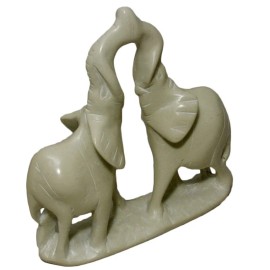 Stoneage Arts Handmade 6-inch Elephants Kissing Soapstone Figurine (Kenya) Stone