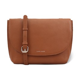 Lloyd Baker London – LYNA Flap-Over Crossbody Bag: Women's Modern Design in 100% Genuine Full Grain Leather- CARAMEL CAFÉ (Tan)