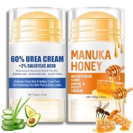 2Pcs Urea and Honey Foot Cream, Hand & Foot Cream for Very Dry Feet & Hands, Cracked Heel Repair Cream, Hard Skin Remover (Pack of 2, Honey & Urea)