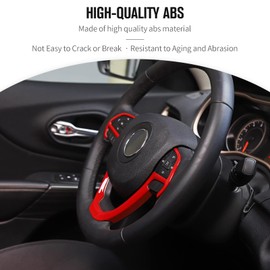 JeCar - Juego de molduras de volante para decoración interior para Jeep Grand Cherokee y Jeep Cherokee 2014-2020, color rojo