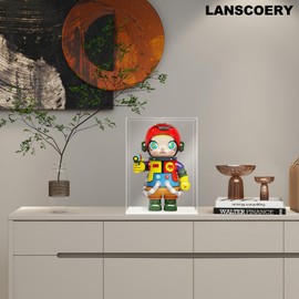 LANSCOERY Acrylic Display Case, Assemble Showcase Display Box for Collectibles, with Dustproof & Seamless Display Design, 10x6x14inch White Base