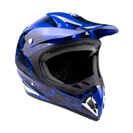 Typhoon Adult Dirt Bike Helmet & Goggles Combo ATV Motocross DOT, Blue w/Black (XXL)