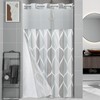 Yiatn No Hook Grey Stall Size Shower Curtain with Snap