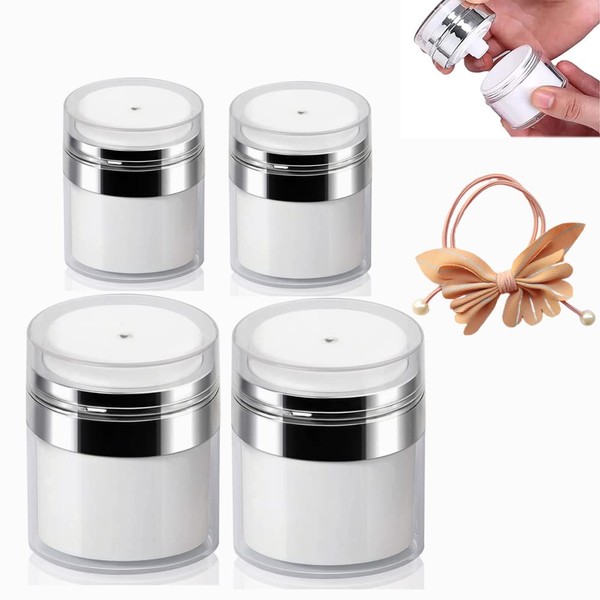 4Pcs Airless Pump Jar,15ml/30ml Refillable Cream Jar With Lid Vacuum