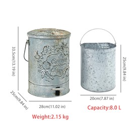 Z&Z ornamentorum Outdoor Small Trash Can with Lid Dog Poop Trash Can Outside for Kitchen Park Garden and Pedal Round Touchless Garbage with Flower and Bird Patterns
