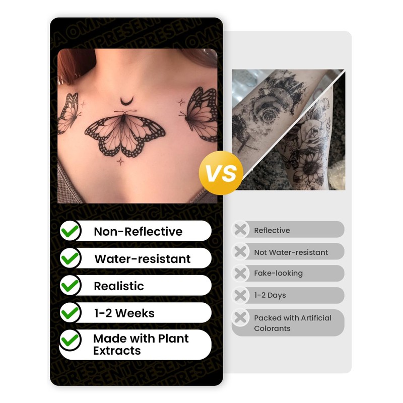 UBICA Floral Semi Permanent Tattoo Realistic Rose Temporary Tattoo 2